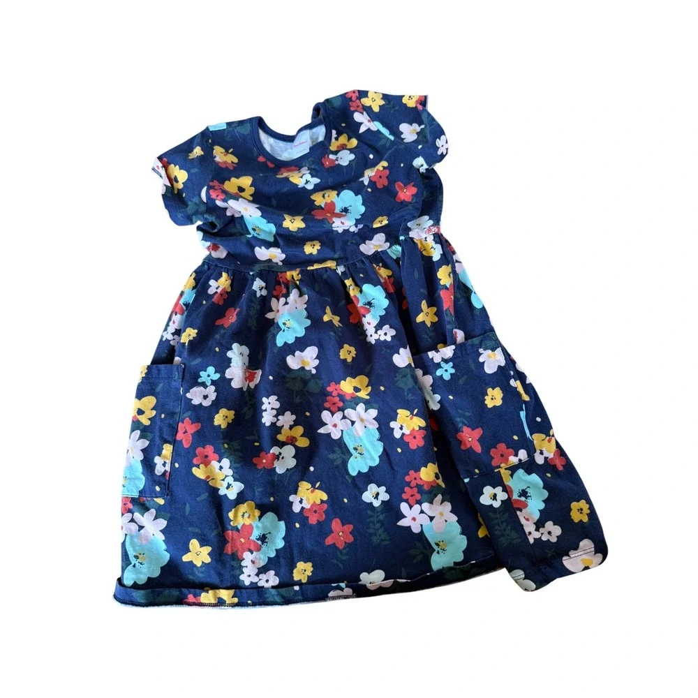 Hanna Andersson navy blue floral‎ print dress youth